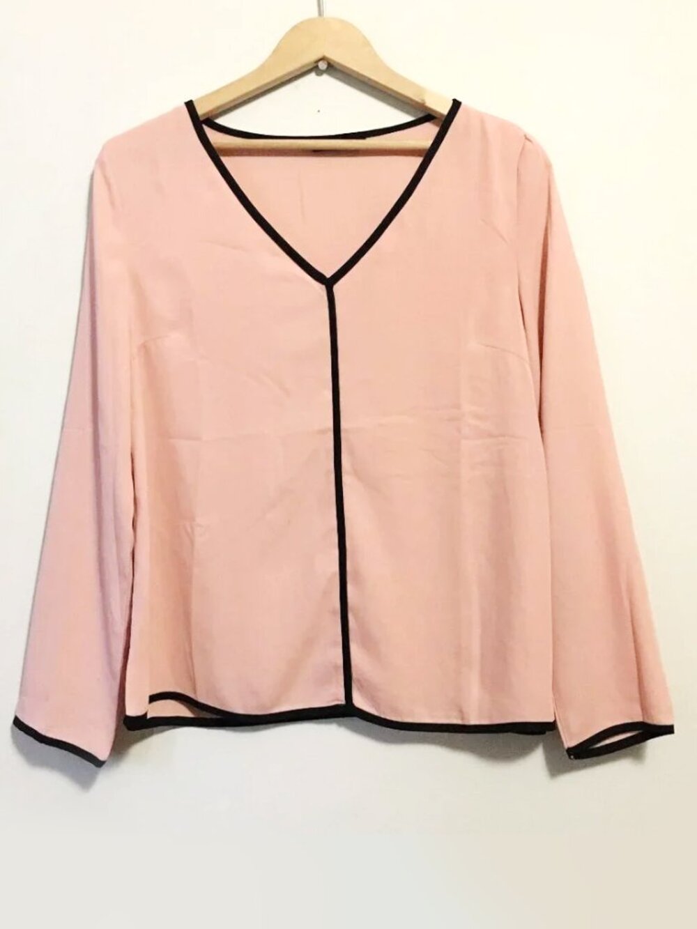 SHEIN Sheer Cotton Candy Pink Blouse Black Trim Pastel Coquette